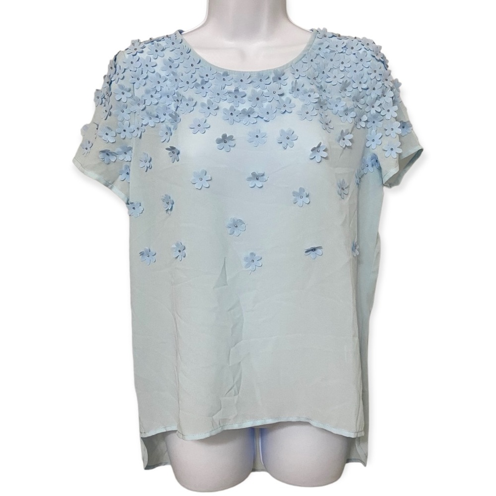 ENGLISH ROSE Applique Floral Blouse Size M